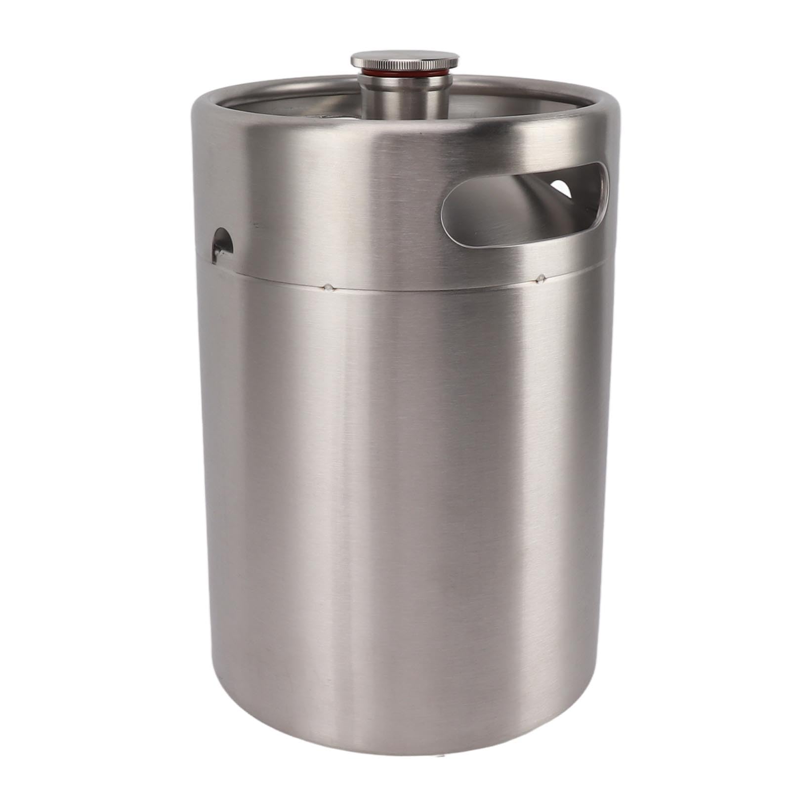 Mini Barril de Acero Inoxidable de 5L, Juego de Dispensador de Cerveza Casera con Presurizado, Grifo Ajustable y Calibre de 150PSI para Cerveza
