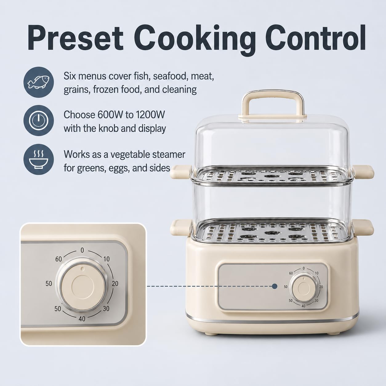 Vaporizzatore elettrico per alimenti, 10,6 QT, 3 livelli, 1200W