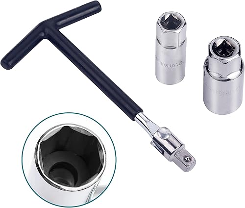 Miniatura 4 de WINTOWIN Llave de bujía con mango en T, llave de bujía universal de 0.630 in (58 pulgadas) y 0.827 in (1316 pulgadas) para motocicletas, cortadoras