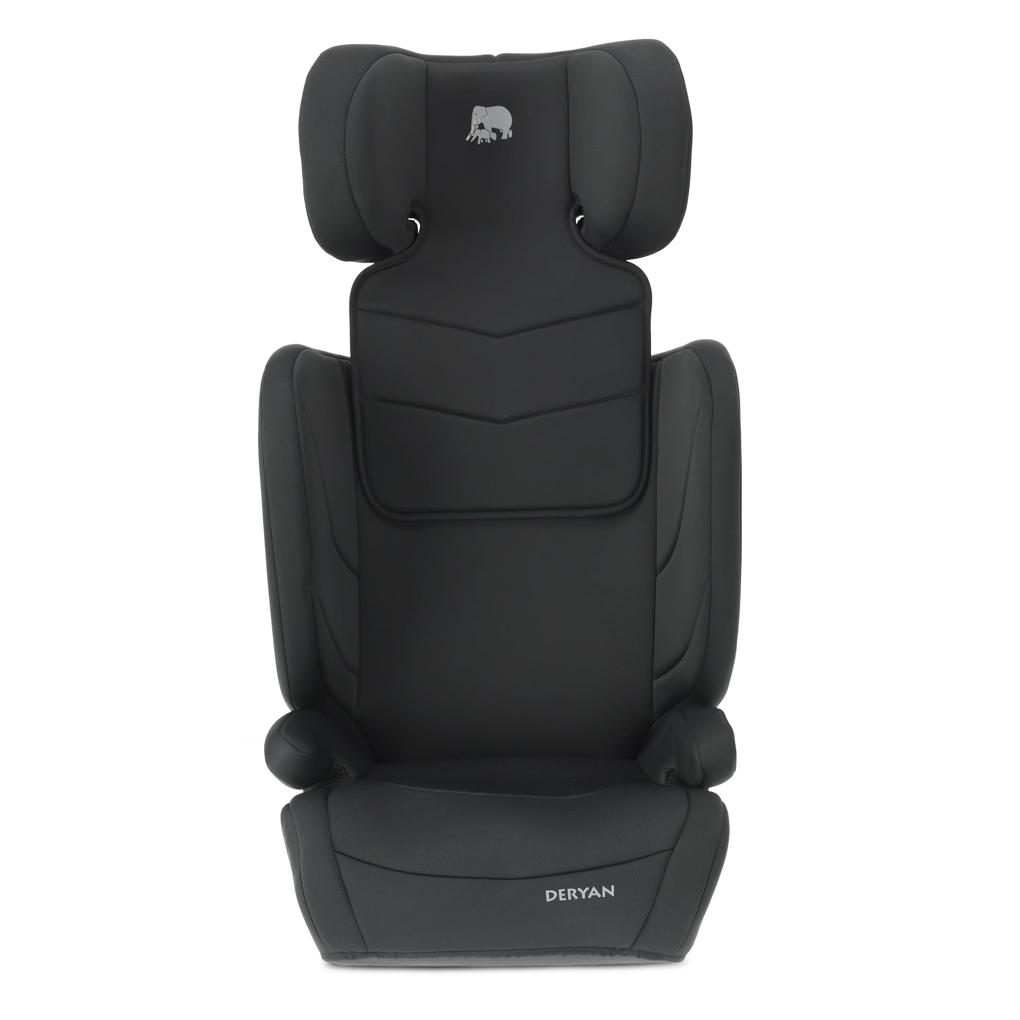 Deryan Charlie i-Size - Seggiolino auto per bambini 3,5-12 anni, 15-36 kg, 100-150 cm, gruppo 1/2/3, schienale e poggiatesta regolabili, sistemi di sicurezza speciali (Senza ISOFIX/Nero)