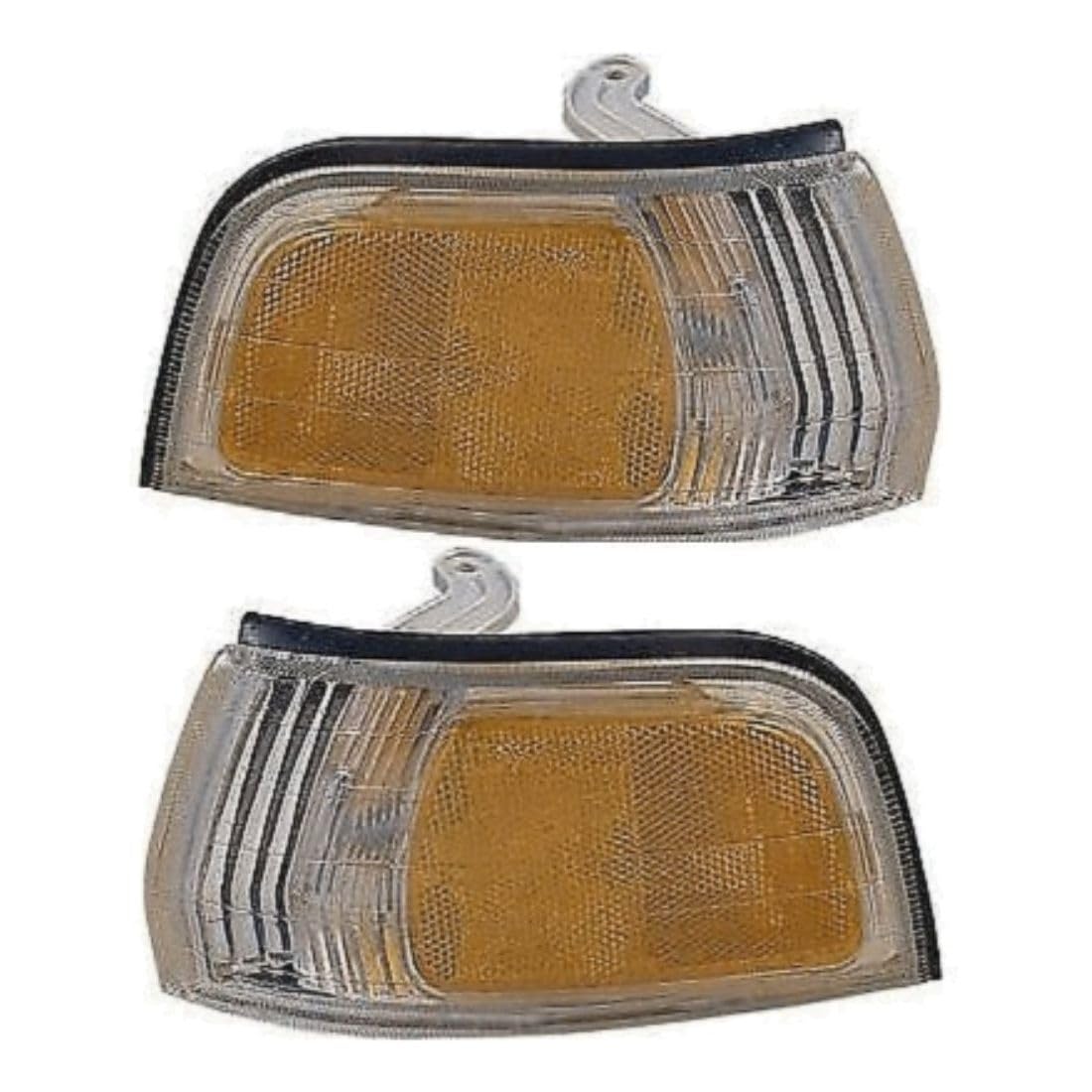 Side Marker Parking Turn Signal Corner Lights Pair Set for Honda for Accord DX/EX/LX 1992-1993 with Bulb(S) Plastic Lens Left and Right HO2550107 13448732