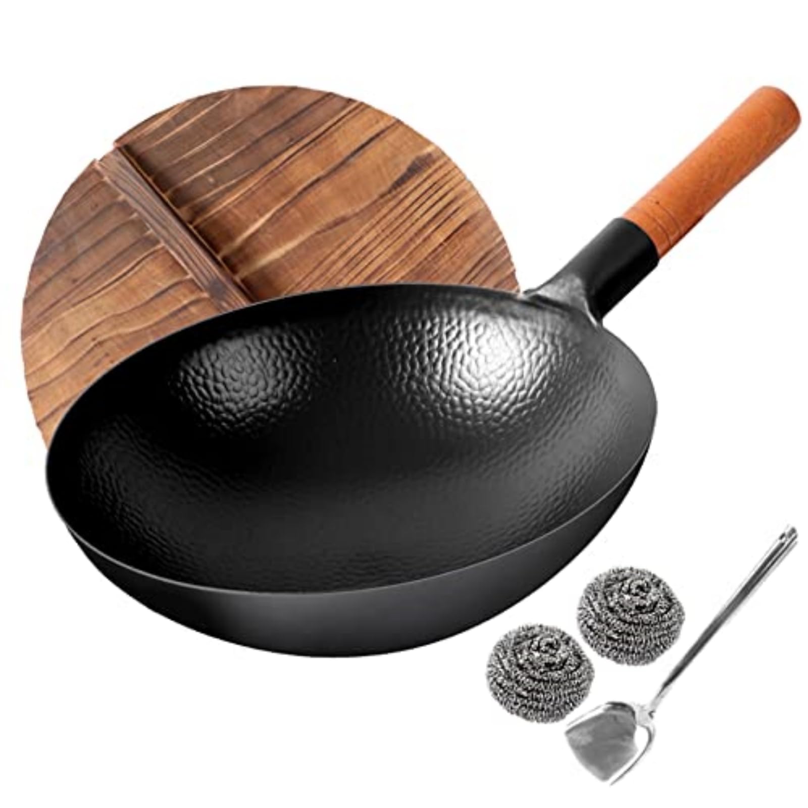 Amazon | ノンスティックパン鉄パン伝統的な鍛造魚鱗模様鉄パン