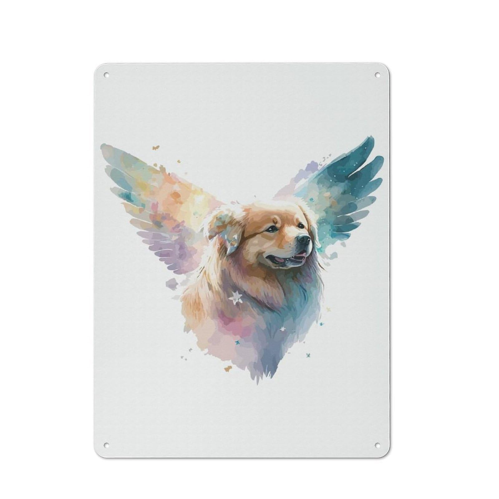 Dogs in Watercolor Style Metal Wall Sign 40x30cm, Modern Retro Loft Wall Plaque for Flat, Bar, Studio Or Gallery Wall