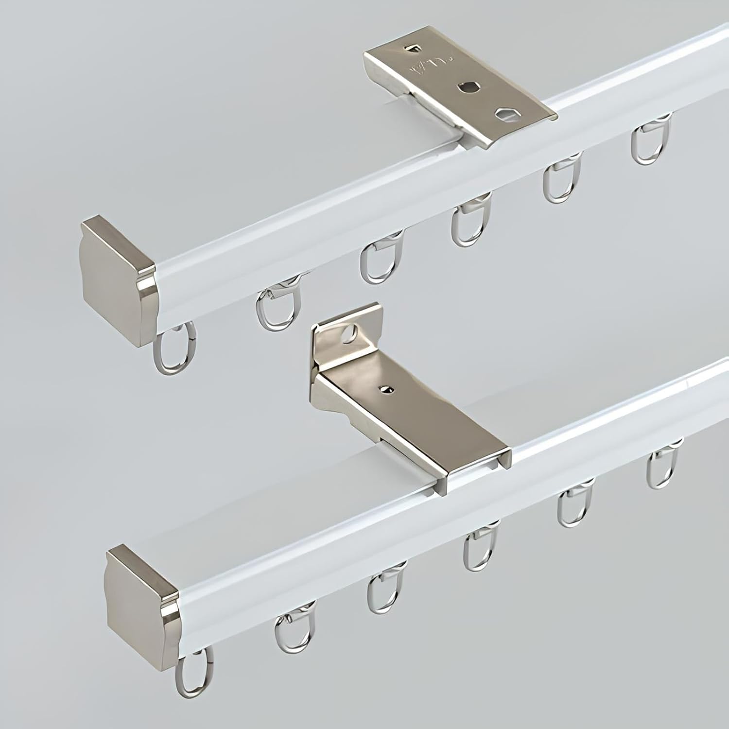 Silent Room Divider Curtain Track, Aluminium Heavy Duty Tracks for Curtains Rail Set, Ceiling Track, for Living Room| Bedroom | Office | Bay Windows(White,75cm/2.4ft)