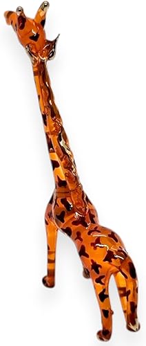 Miniatura 7 de WitnyStore Pequeña figura de jirafa marrón de 3 pulgadas con aspecto de pie – Miniatura soplada a mano pintada jirafas de vidrio pintado a mano