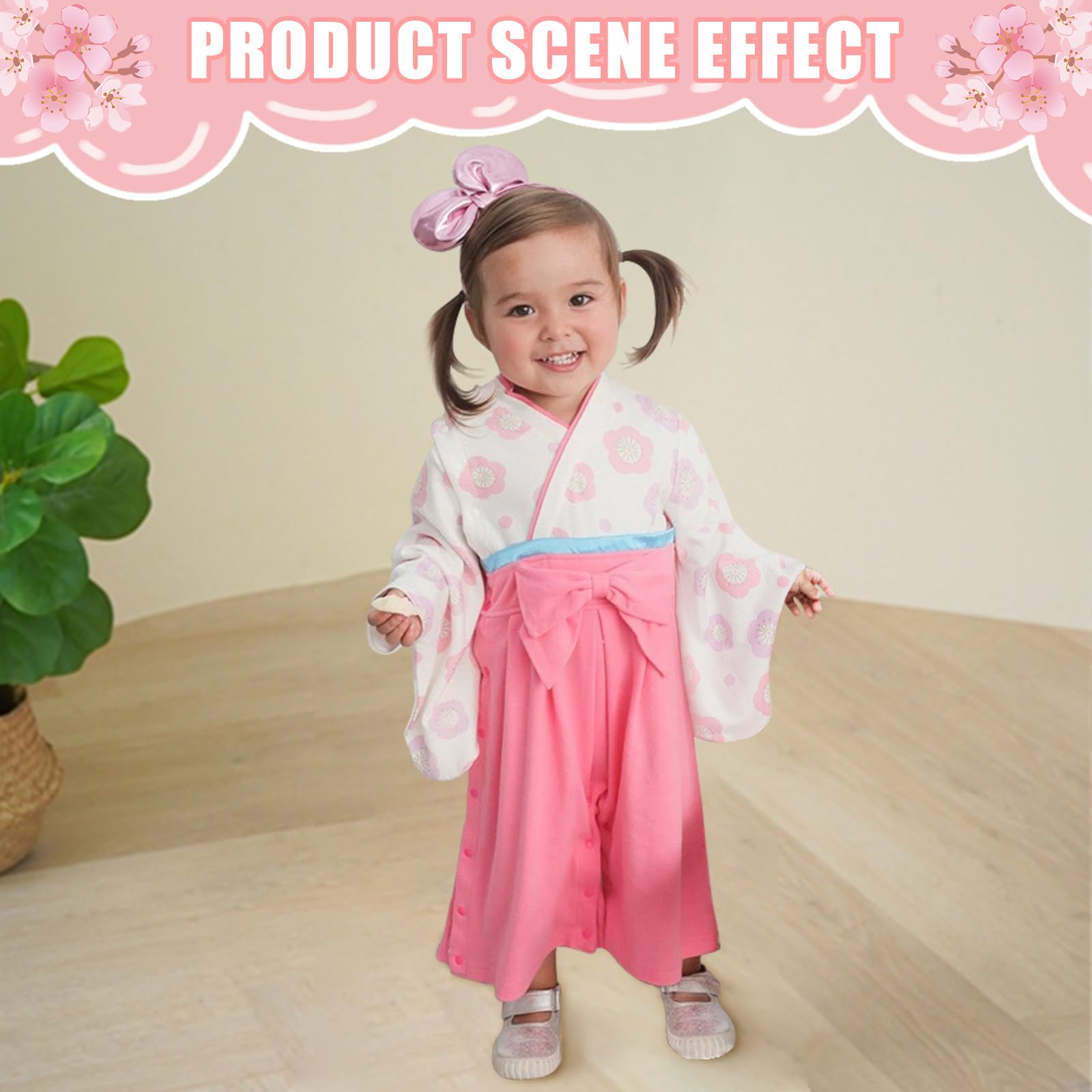 Baby Kimono Neonato Manica Lunga Cotone Kimono Giapponese per Neonati Costume Carnevale per Bambina e Bambino con 2 Paia di Calzini