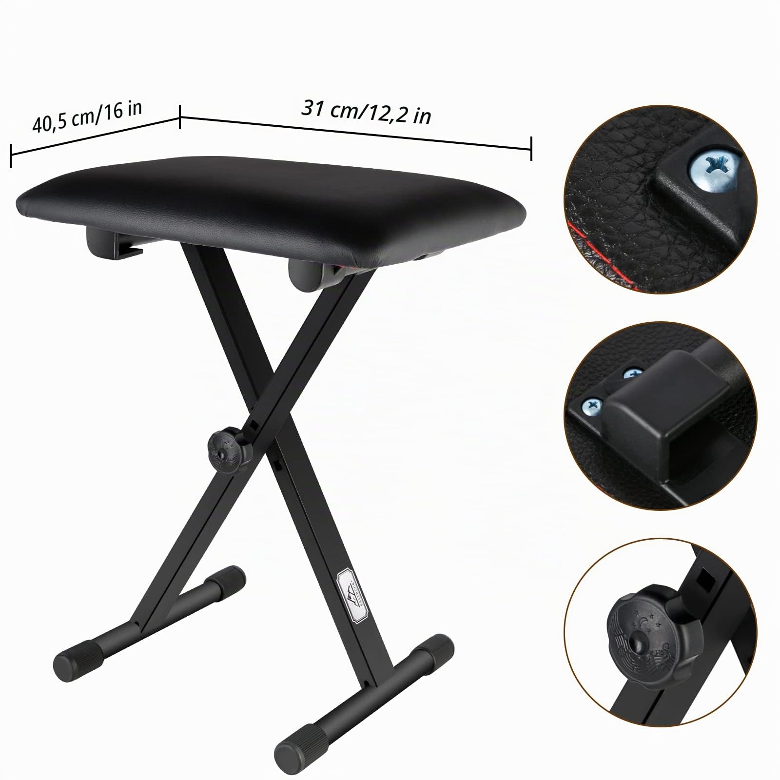 EASTROCK Banco Ajustable para Teclado de Piano, Taburete Estilo X, Asiento para teclados electrónicos y Pianos Digitales (versión Original)