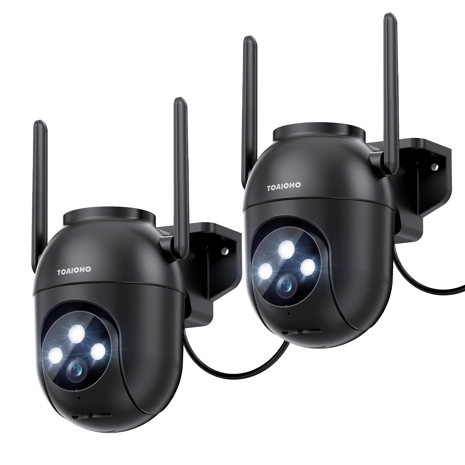 2 Piezas Camara Vigilancia WiFi Exterior: 5MP Camaras Vigilancia Domicilio WiFi Exterior 2,4/5Ghz Alarmas para Casa Camara 360° PTZ Videocamara Automático Grabación 24/7 Visión Nocturna Color Negro