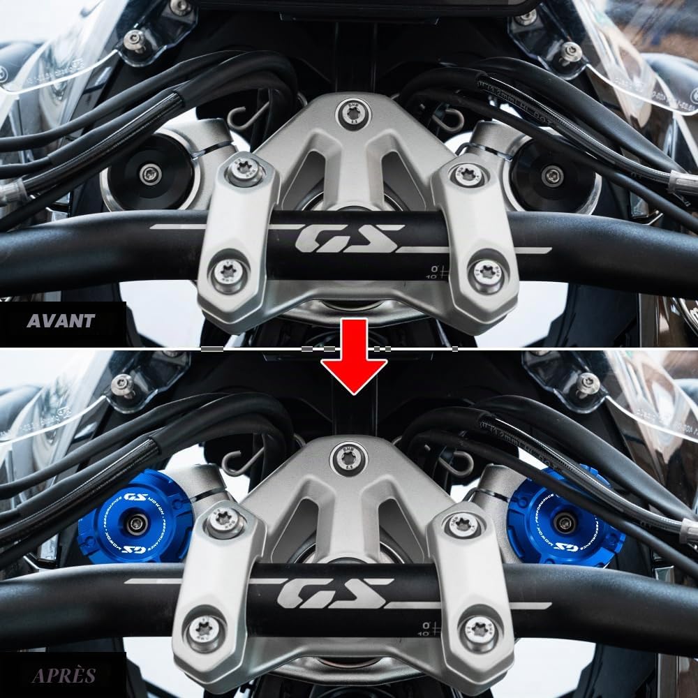Lot de 2 pour R1300GS GS1300 R1300 GS R 1300GS Adventure ADV 2024 2025 2026 Accessoires moto Cache-amortisseurs décoratifs en aluminium Fourches avant R 1300 GS 1300gsa GSA (Or)