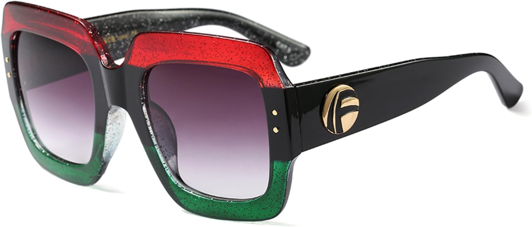 Oversized Square Sunglasses Multi Tinted Glitter Frame Fashion Sunglasses B2276