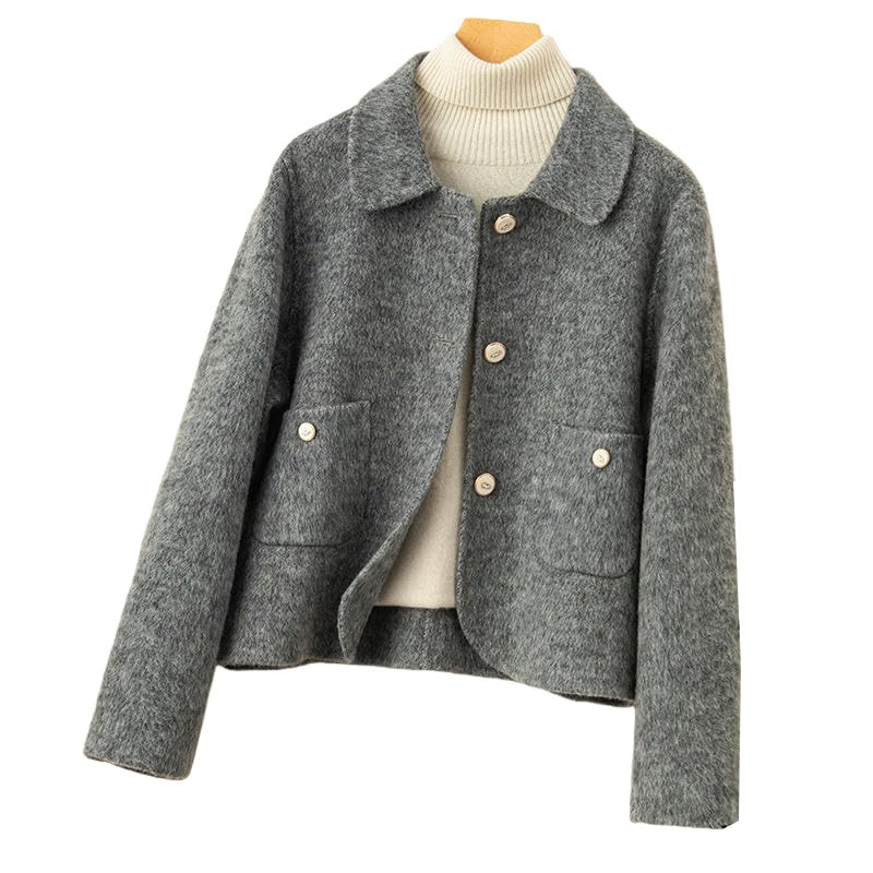 Veste courte en cachemire double face chic pour femme style coréen - 7