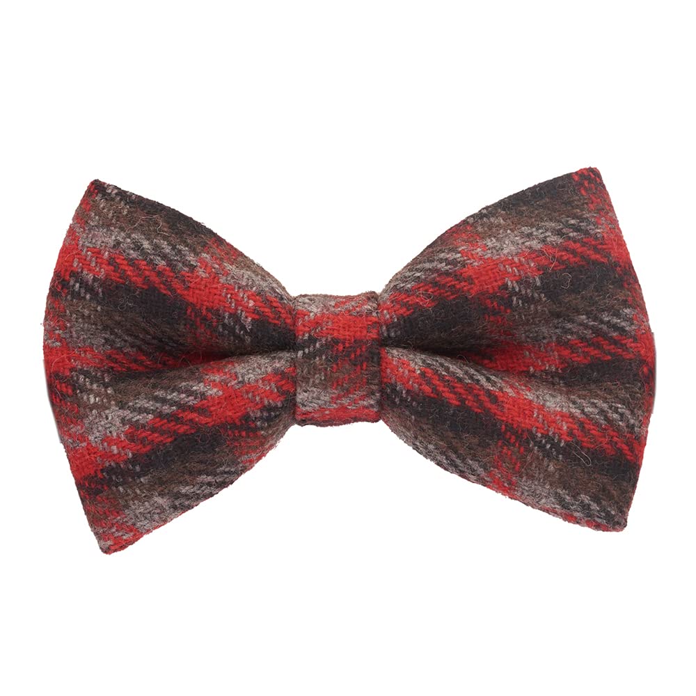 Red With Black Stripe Woolen Bowtie For Men-image-8