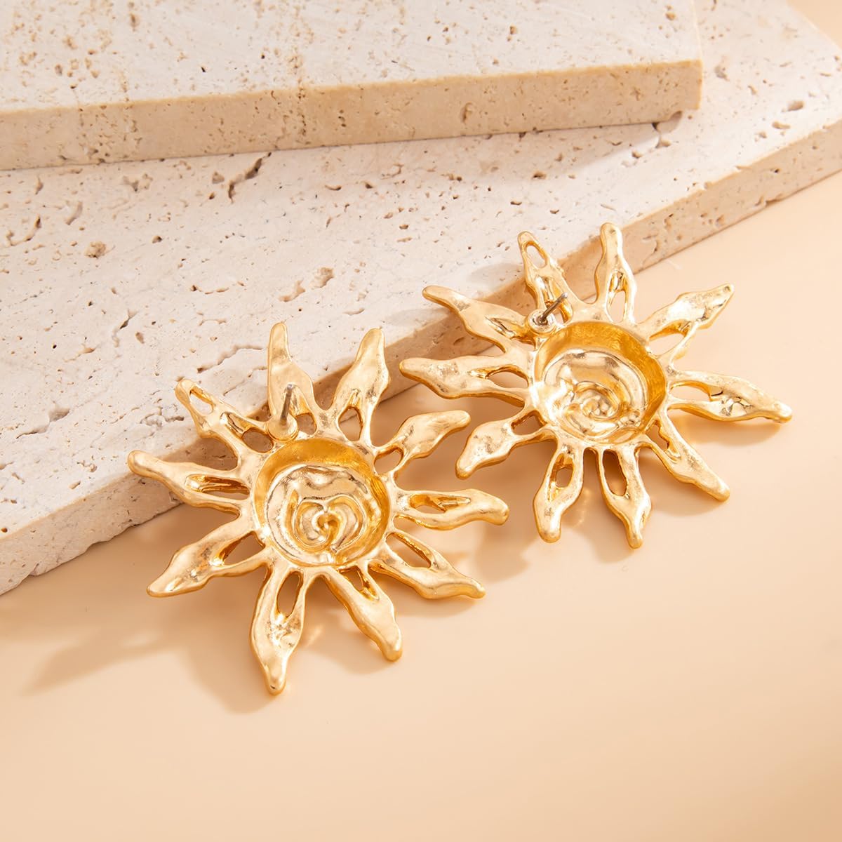 14K Gold Plated Sun Earrings for Women Boho Sunbeam Earrings Lightweight Hypoallergenic Earrings Vintage Boho Statement Earrings for Women - Image 4