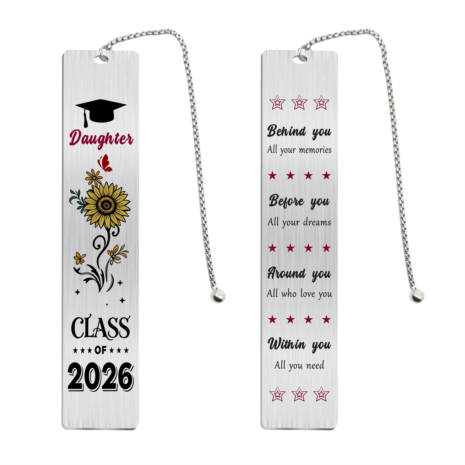Jzxwan Daughter Graduation Bookmark, Class of 2026 Girls Graduation Gifts