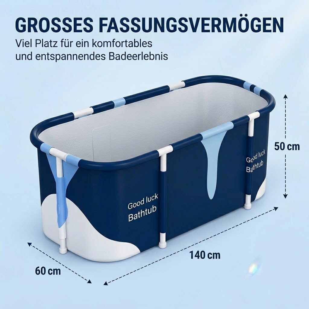 Baignoire pliable pour adulte de 55" - Baignoire mobile avec isolation et coussin confortable - Baignoire pliable pour adultes
