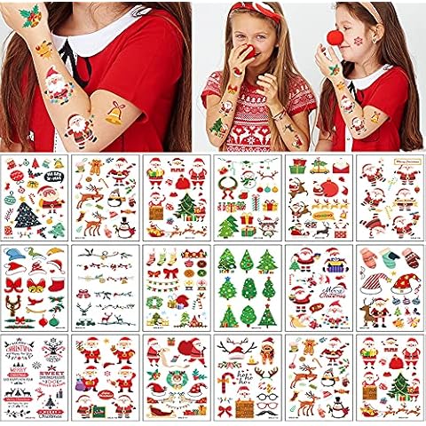 Christmas Temporary Tattoos for Kids Adults, 240 PCS Xmas Stocking Stuffers Body Stickers, Face Fake Tattoos Cute Decorations, Christmas Party Favor Holiday Supplies Decor for Boys Girls Children Cover