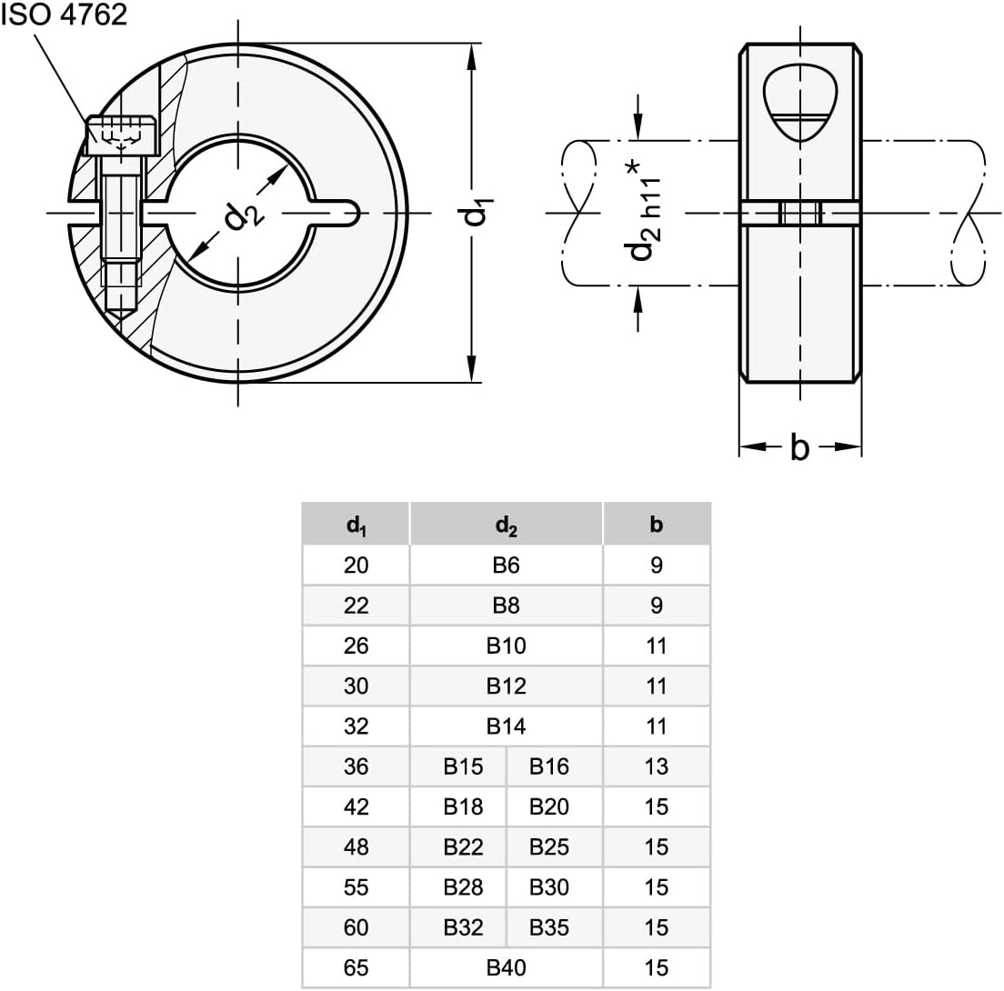 Ganter Standard Elements | Slotted Straining Screw Collars – GN 706.2 Sintered Steel, Black, GN 706.2-26-B10-ST