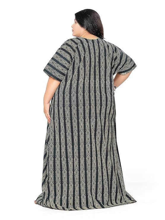 Image of Vlazom Women's Plus Size Cotton Nightgown 3XL - Short Sleeve Floral Maxi Nighty, Soft Breathable Sleepwear for Ladies, Summer Lounge Dress