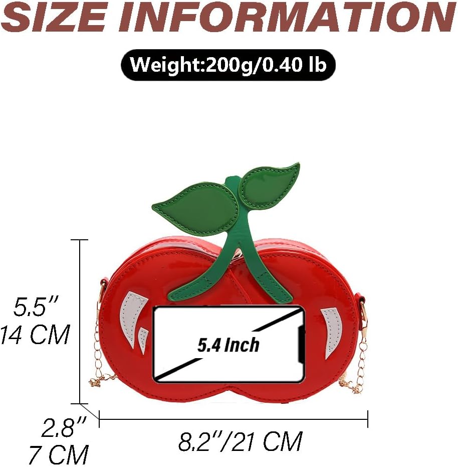 Cute Fun Shape Purse Red Novelty Gift Handbags Unique PU Leather Crossbody Bag with Chainstrap - Image 6