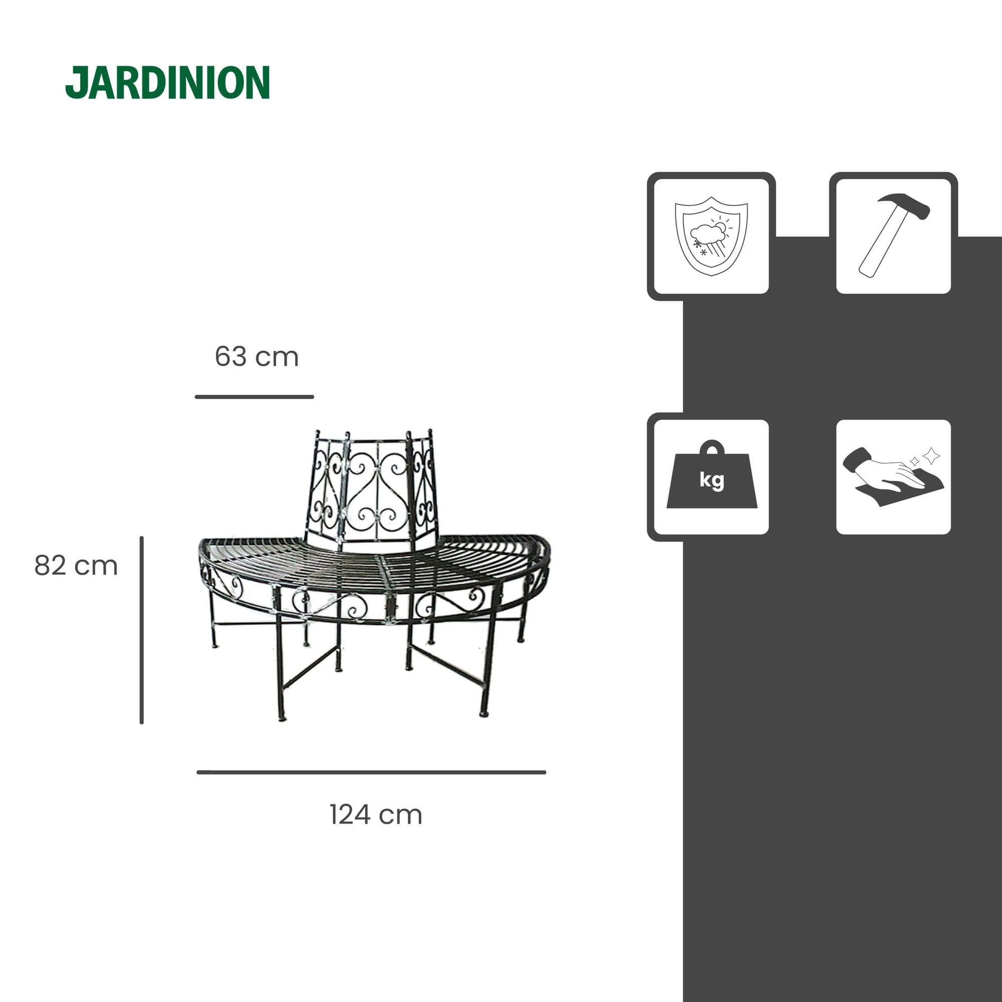 Panca per albero a semicerchio 124 x 63 x 82cm Antracite
