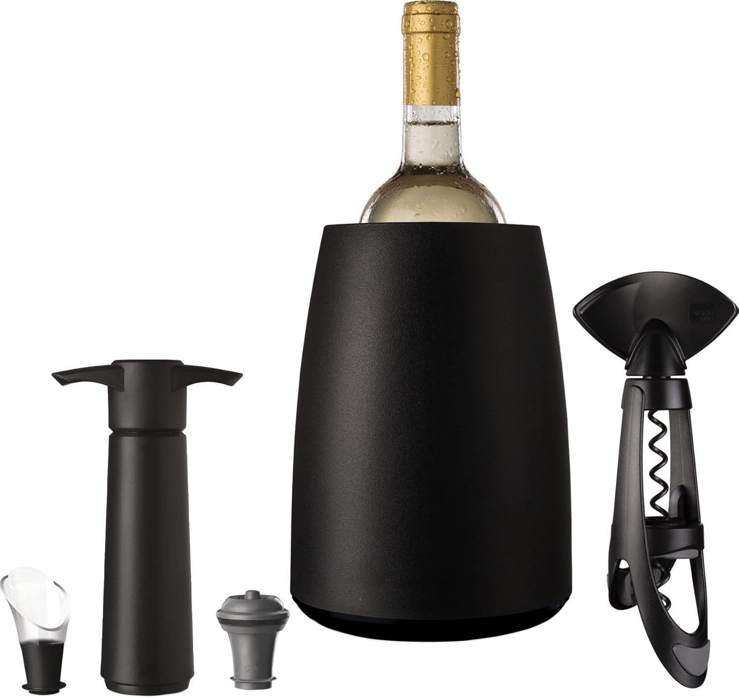 Vacu Vin Wine Set Elegant – 5-Piece Wine Saver, Pourer & Corkscrew Set | Includes Wine Pump, 2 Stoppers, Wine Server & Twister Corkscrew | Perfect for Wine Lovers & Gifting