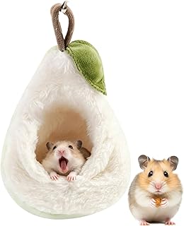 暖かいハムスターベッド - 洋ナシ型ハンモック、5.91インチの柔らかいペットの生息地、暖かい断熱材を備えた豪華な冬用ベッド、快適さと安全性を備えた小型げっ歯類用の屋内リラクゼーション巣、ウェルネスホーム静かな時間の使用
