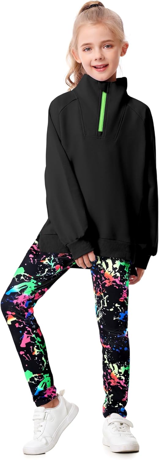 Girls Clothes Fashion Half Zip Sweatshirt Tie Dye Pants 2 Piece Girls Outfits Size 6-14Y Kids Activewear Set - Image 3