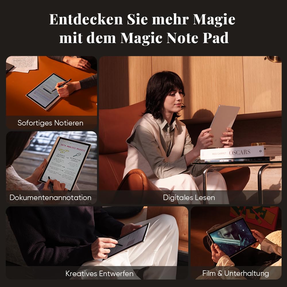 XPPen Magic Note Pad, Papier-Tablet mit 10,95-Zoll-Farbdisplay, 16K X3 Pro Stift, DREI Farbmodi, 1200 * 1920 Auflösung, 8000mAh Akku-Kapazität, Android 14 Betriebssystem