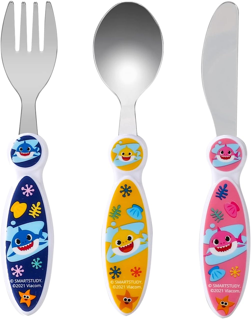 Kids Cutlery Set – 3PCS Childrens Toddler Dinnerware Set Gift for Boys & Girls, Includes Knife, Fork & Spoon, Travel Cutlery Set for Kids (Baby Shark)