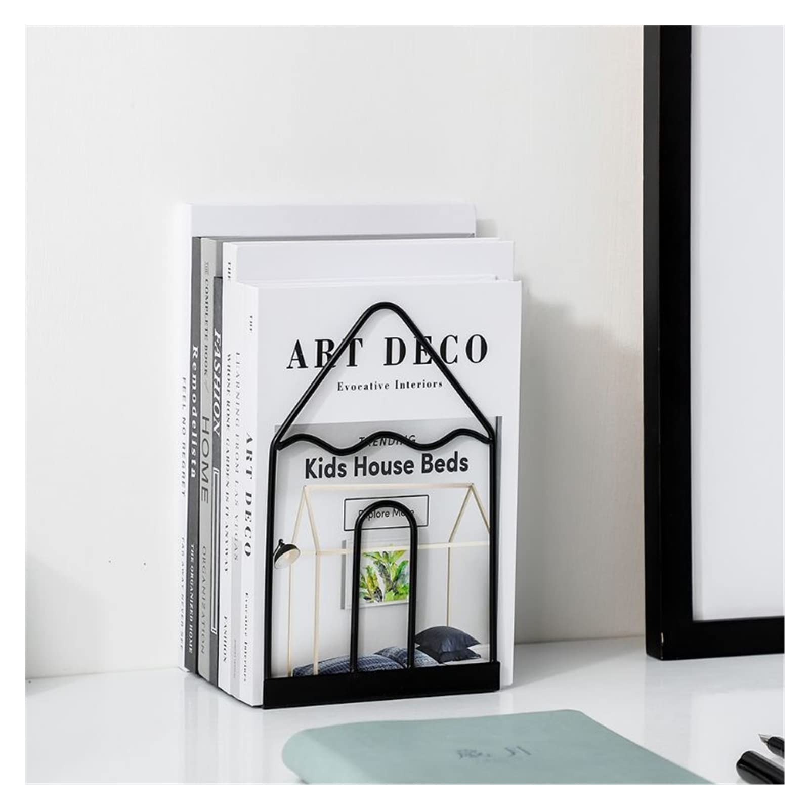 Bookends zatyczki do książek z kutego żelaza 1 para koniec wspornik półki na książki organizer czasopisma artykuły papiernicze biurowe półka(White)
