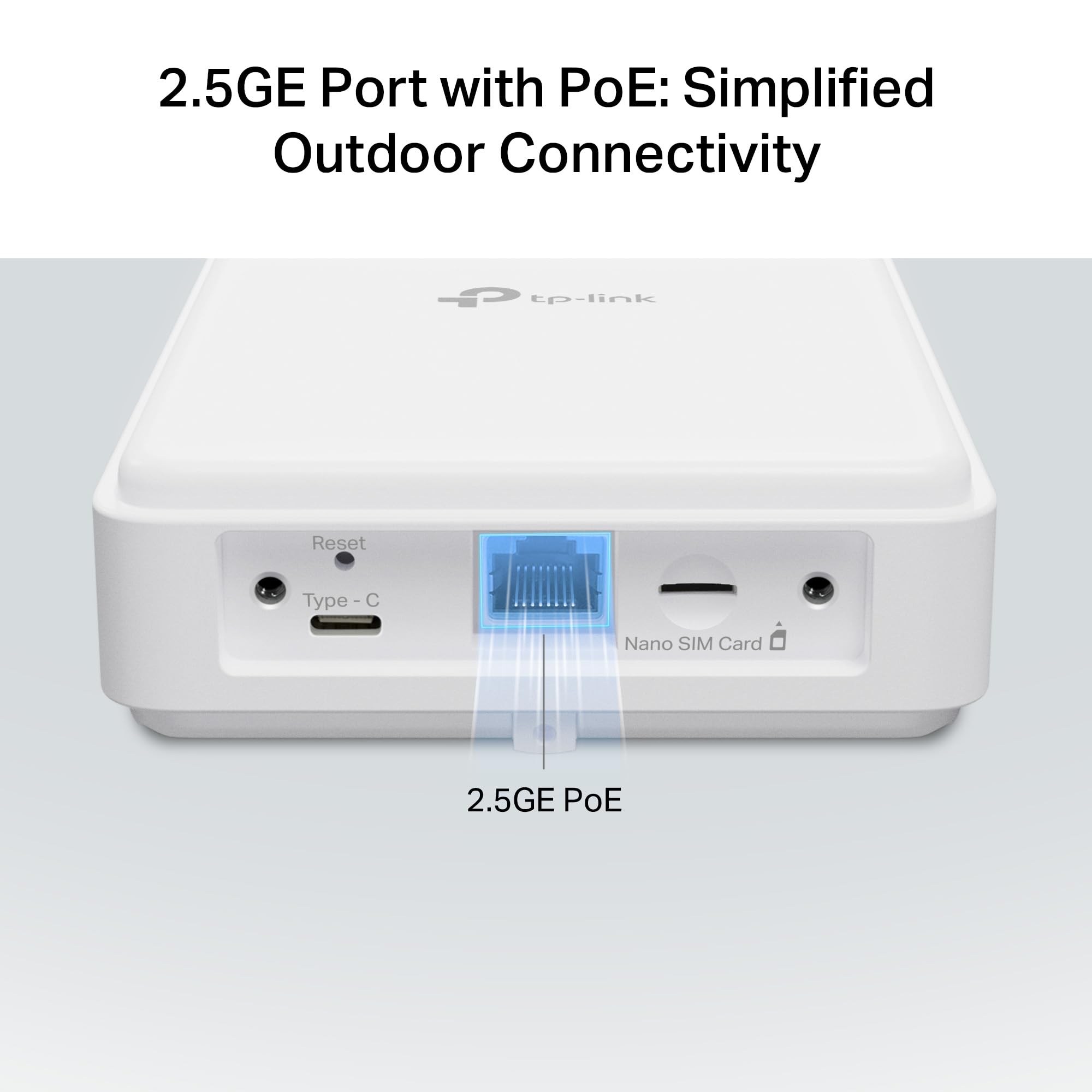 TP-Link NE200-Outdoor Router 5G z zewnętrzną kartą SIM, prędkość pobierania 5G do 4,67 Gbps, 4G CAT19 do 1,6 GB/s, port 2,5GE, obsługuje pasywne PoE i 802.3af/802.3at, IP66, elastyczny montaż
