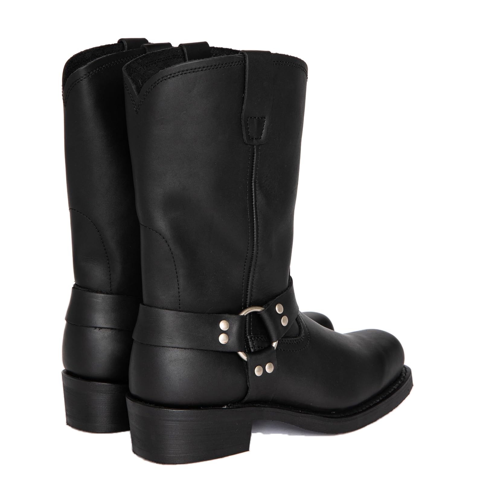 Hommes Cuir Bottes Équitation Moto Chevalier Mi-Mollet Bout Carré Western Cowboy Biker