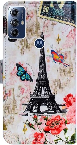 Miniatura 7 de Funda para Moto G Play 2023, París Tower Butterfly Funda de cuero con tapa para teléfono con ranura para tarjetas Soporte para Motorola Moto G Play