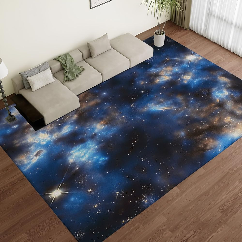 Tapis de salon vintage bleu mystérieux chic et doux pour chambre