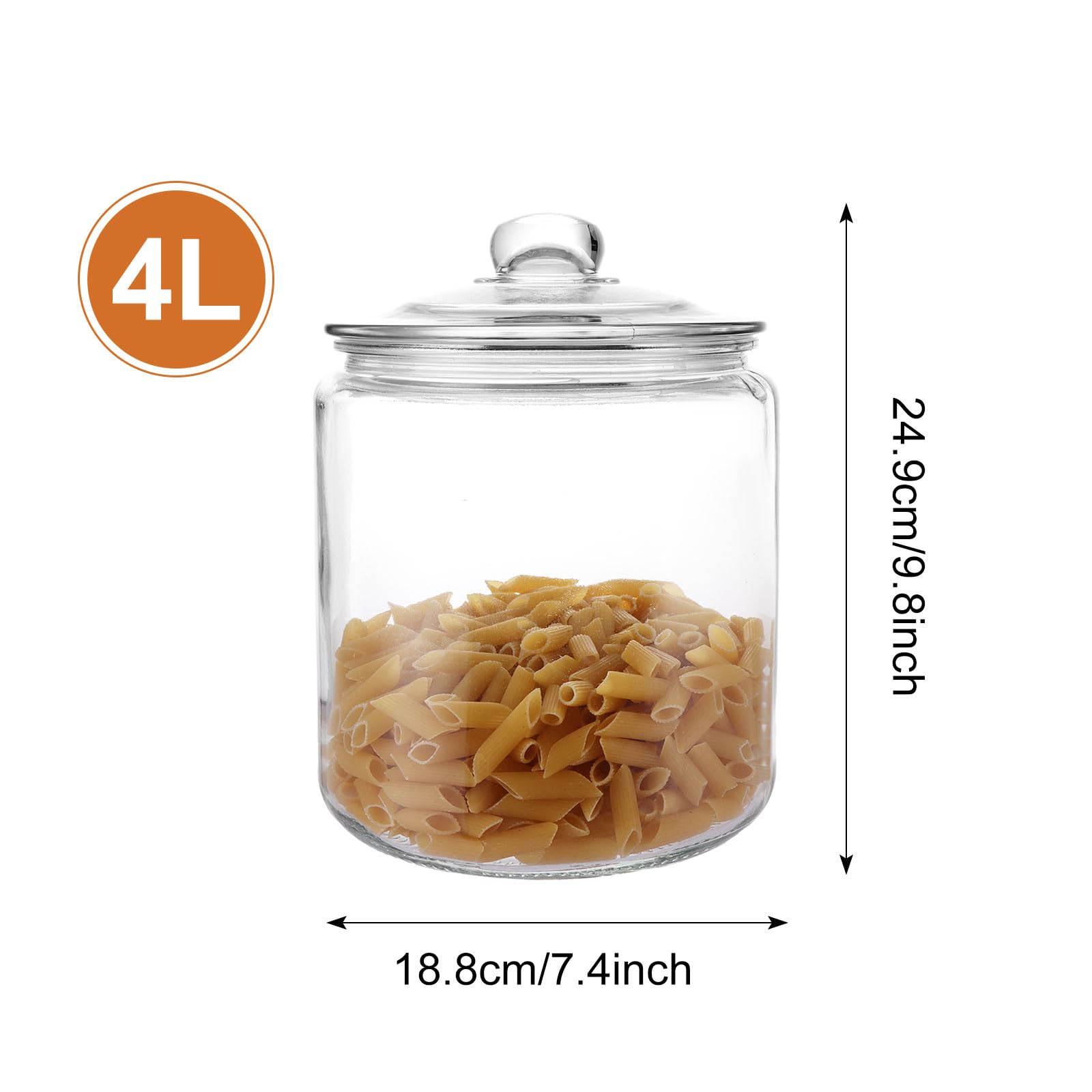 Amazon｜ASelected ガラス保存ジャー 4L 蓋付きクッキージャー 透明