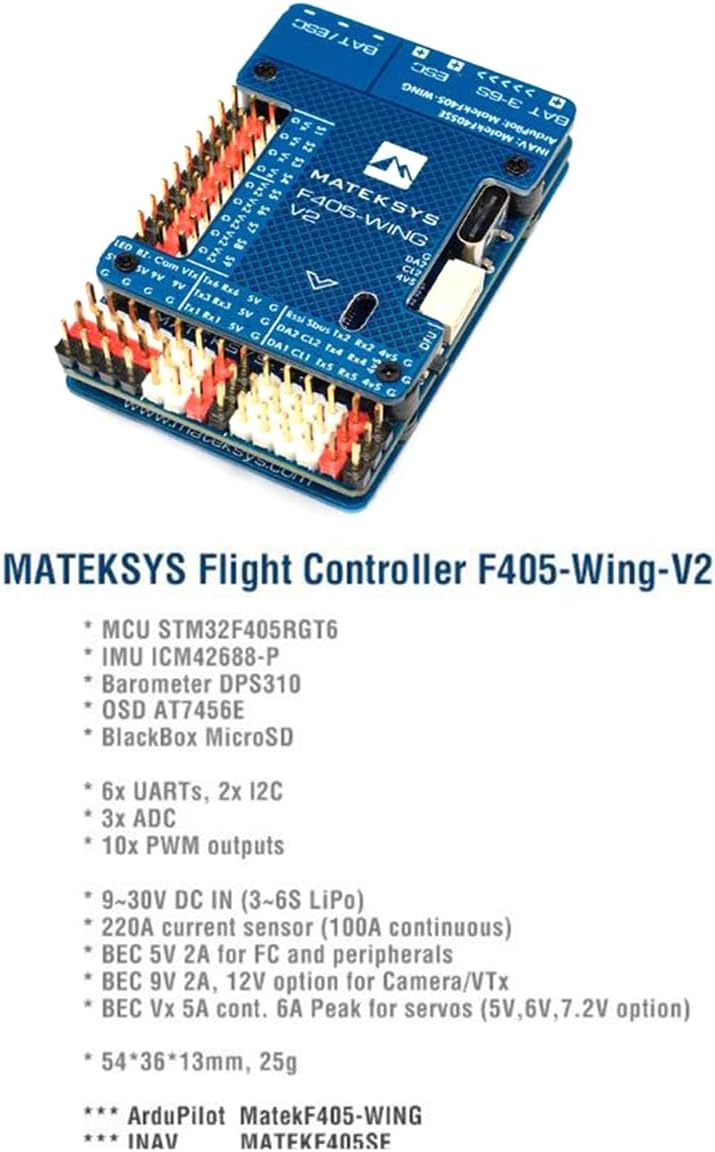 MATEK Mateksys F405 Wing V2 Flight Controller F4 FC New Layout ICM42688P DPS310 ArduPilot INAV for RC FPV Racing Drone Fixed-Wing……