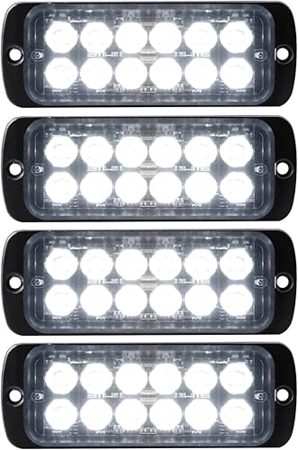 4 luces LED estroboscópicas para camiones, barra de luz de advertencia de emergencia de 12 LED, montaje en superficie, luz intermitente,