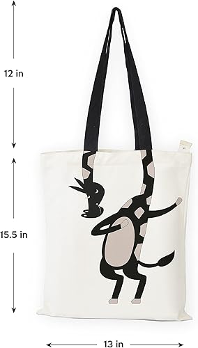 Miniatura 6 de Mellow Buff Bolsa de algodón Silhoutte con diseño de jirafa, bolsa de compras, cremallera extra fuerte con bolsillo interior, reutilizable, juego de