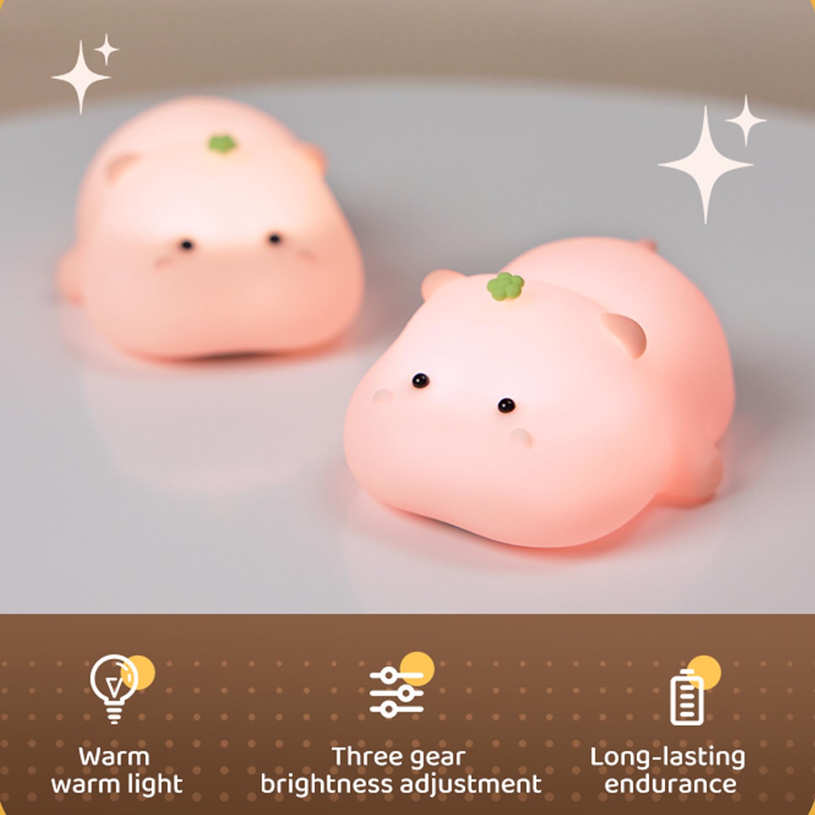 Niedliche Cartoon-Kinderzimmer-Nachtlichter, Tier-Design, sicheres Silikon, weiche LED-Kinderzimmerlampe für Kleinkinder, Raumdekoration (Hippo)