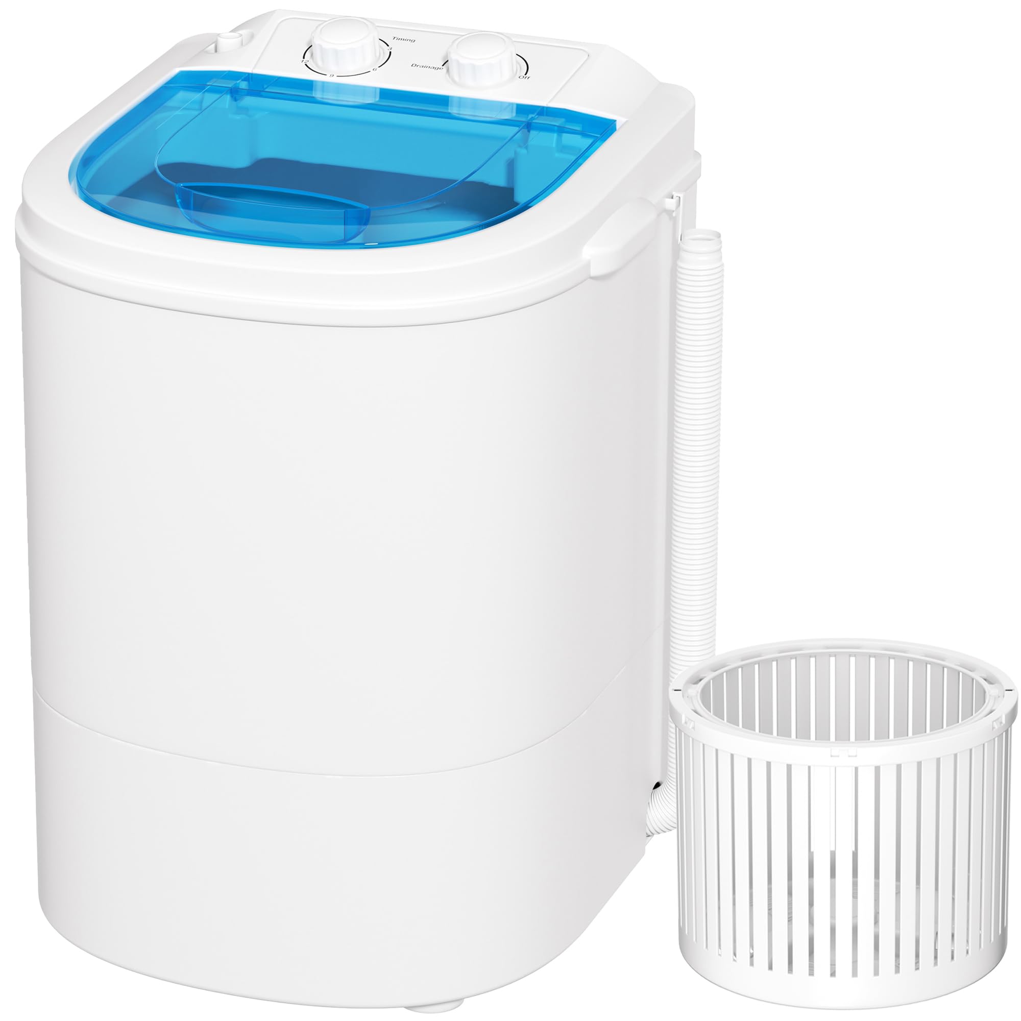 Greenvelly - Lavadora portátil, lavadora pequeña con cesta giratoria, lavadora portátil de 7 libras para apartamentos, dormitorios (blanco azul)