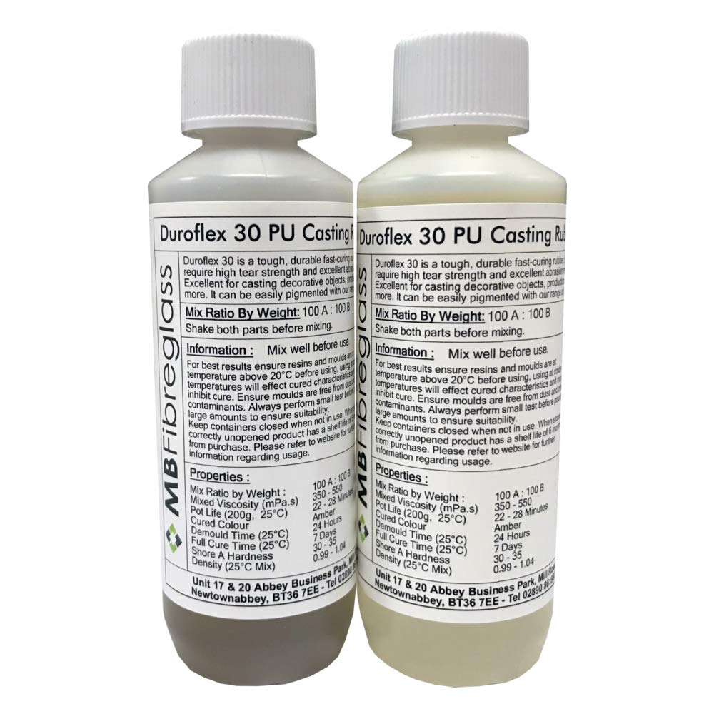 Polycraft ( Mb Fibreglass ) Amber Duroflex 30 Polyurethane Liquid Casting Rubber 500G Kit