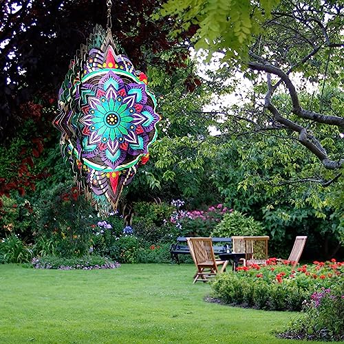 Image of Aoedelyart Hanging Wind Spinners for Yard and Garden Mandala Purple Star,Kinetic Wind Spinners Outdoor Worth Gift Christmas Decorations,12Inch Stainless Steel Wind Spinner for Outdoor&Indoor Decor