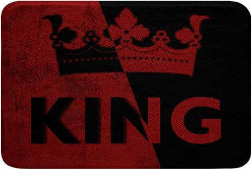 Miniatura 8 de Erosebridal Alfombras de baño para parejas, color rojo y negro, 20 x 32 pulgadas, Queen of Everything King of What Left Bath Mat Regalos de boda