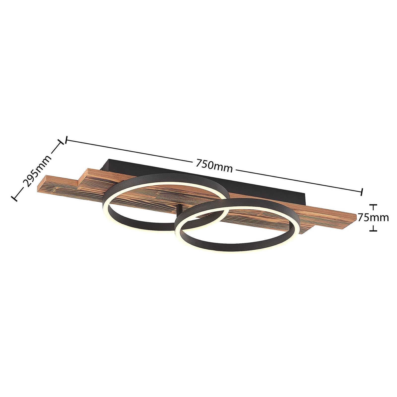 Lindby Plafoniera LED dimmerabile (Moderno) colore Ocra, in Legno ad es. Soggiorno & Sala da pranzo lampadina inclusa lampada plafoniera