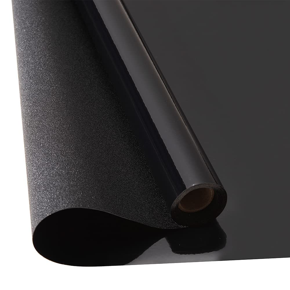 USGUREN Static Cling Total Blackout Window Film Privacy Room Darkening Window Tint Black Window Cover 99% Light Blocking No Glue (23.2Inch x 78.7Inch, Black)