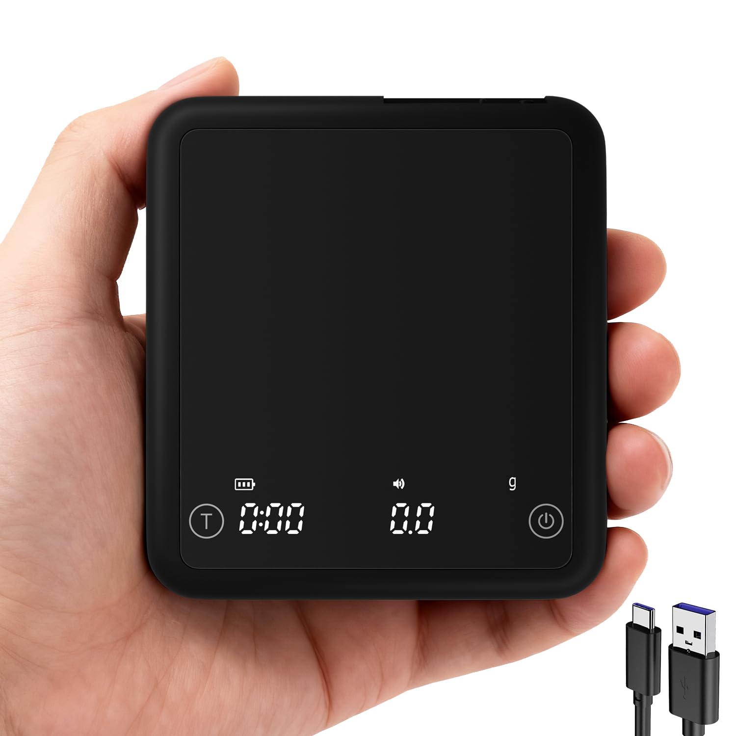 Rechargeable Mini Coffee Scale with Timer 2kg 0 1g Accurate Scale for Espresso and Pour-Over Coffee Portable Digital