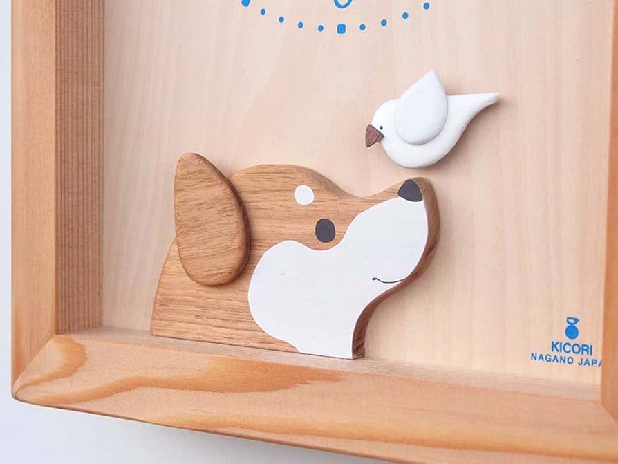 キコリ　kicori 柴犬と白文鳥の時計 柴犬と白文鳥の時計（アクリルカバー付） | キコリ 手づくり時計