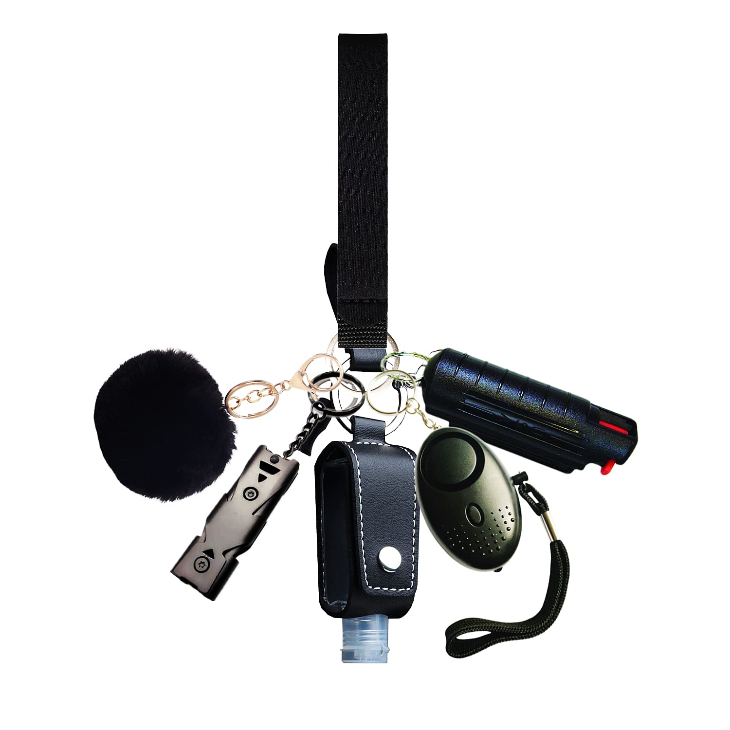 gotoseeFashion Black Safety Keychains Neoprene Wristlet Key Chain Gifts for Women Girls Mom, Black, M