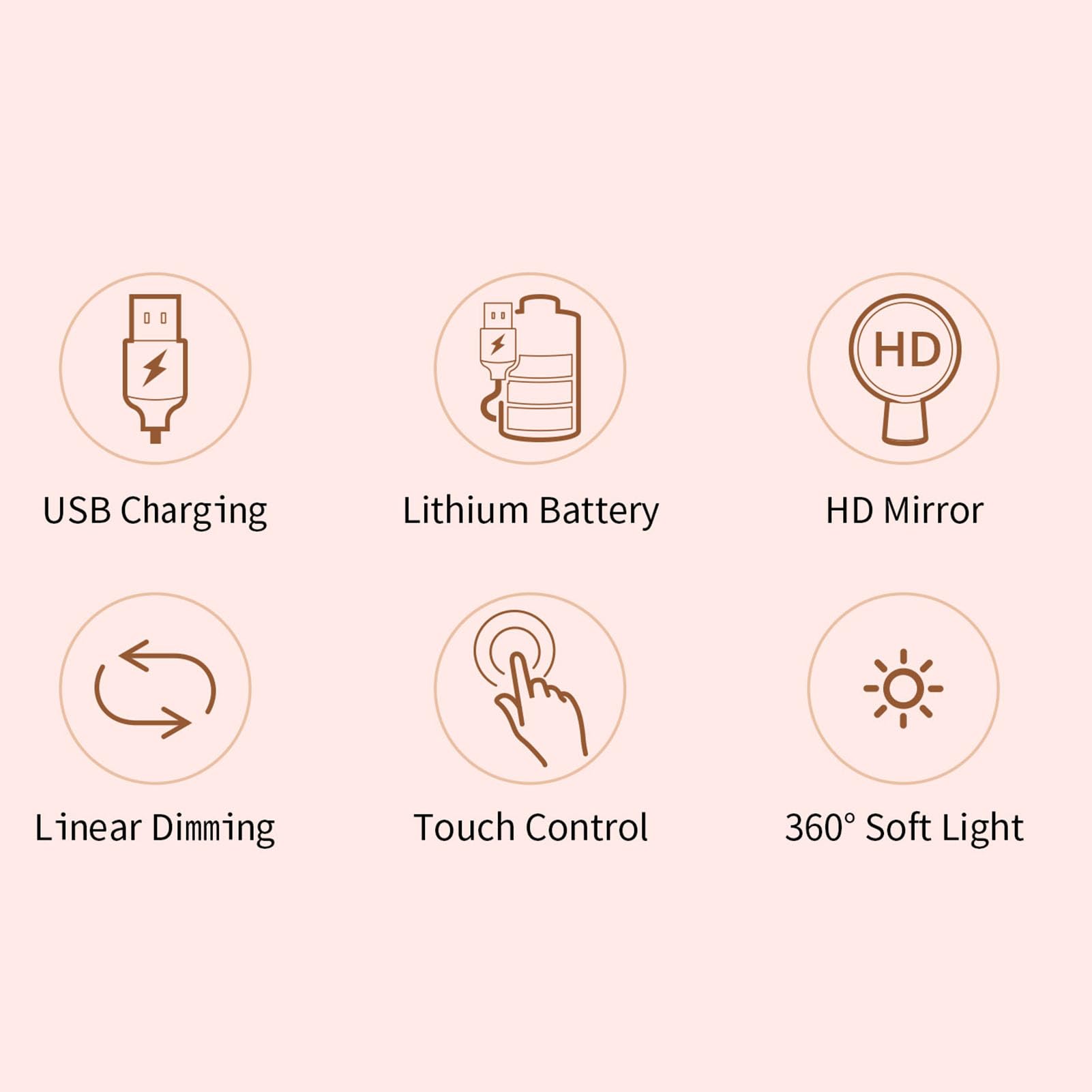 ASHATA LED Makeup Spiegel, 7.6 Zoll 30 LEDs 3 Stufen Dimmbar, für Schminken