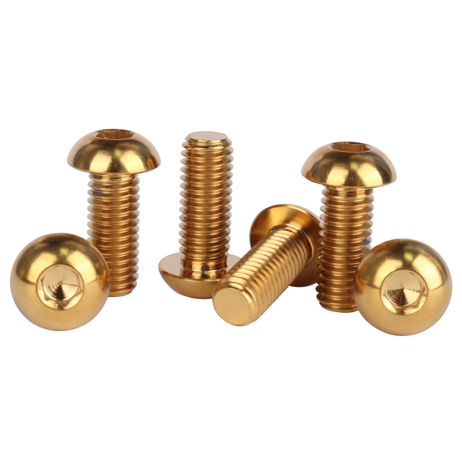 UHDFBDHF 6Pcs Titanium Allen Hex Socket Head Bolt M8x20mm for Motorcycle Disc Brake Rotor Screw (Gold)